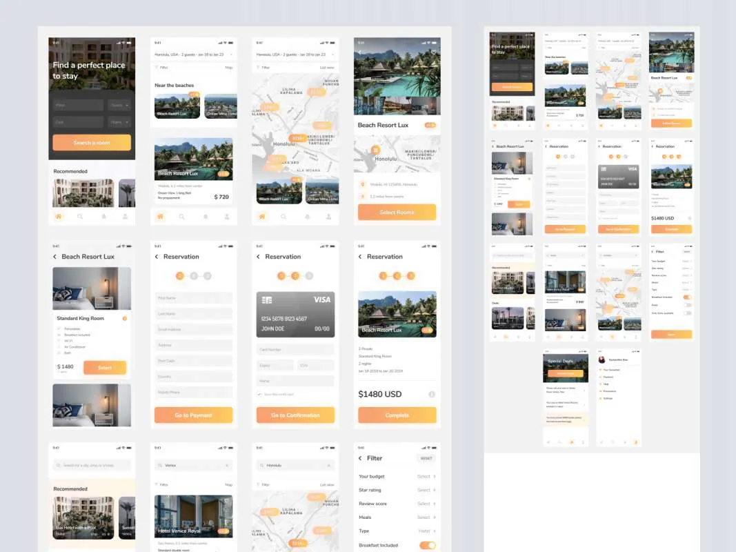 Hotelify - Hotel Booking App for Figma for Figma and Adobe XD