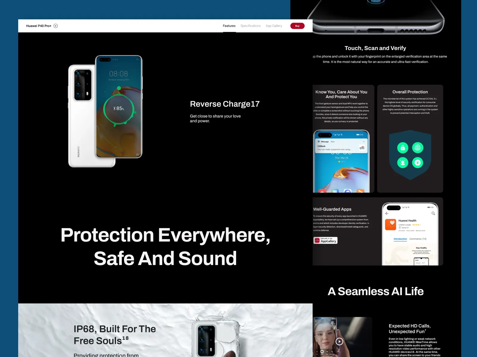Huawei P40 Pro Plus Landing Page for Figma and Adobe XD No 4
