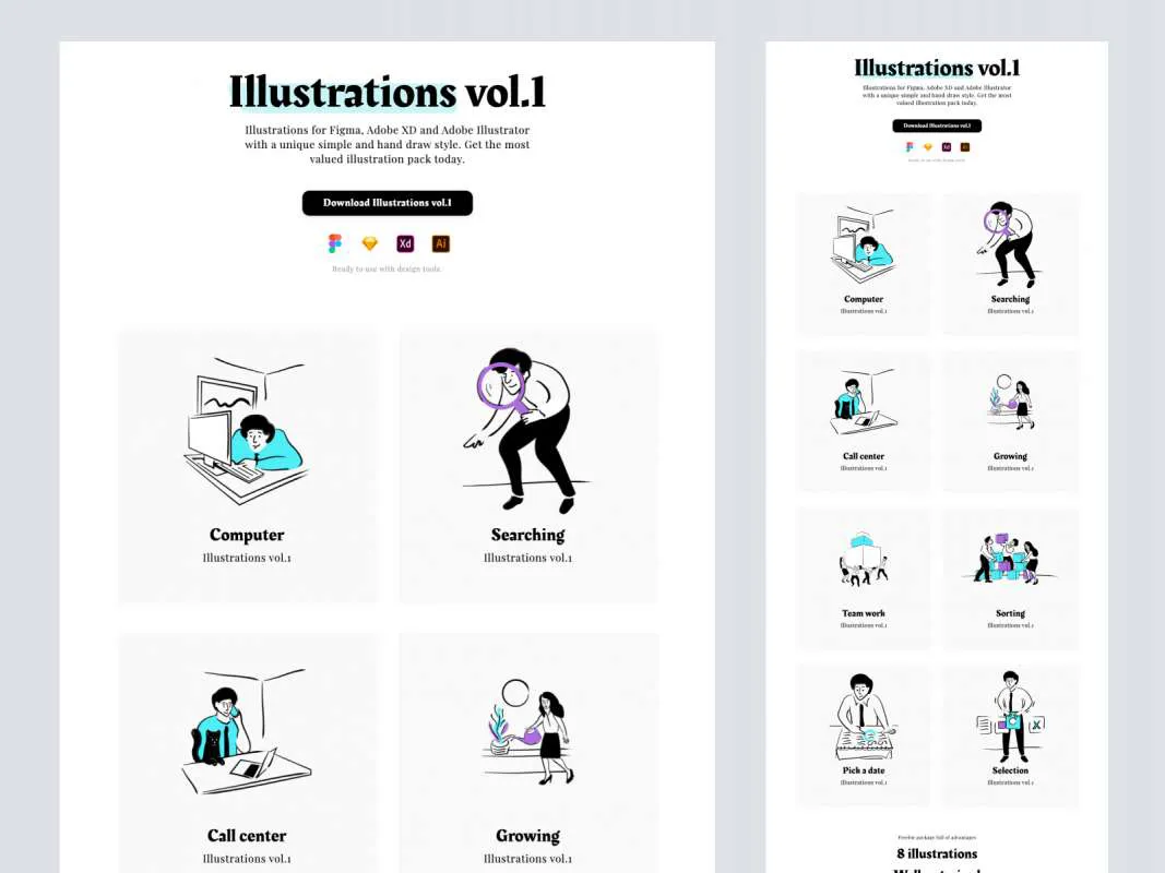 Illustrations vol.1 for Figma and Adobe XD