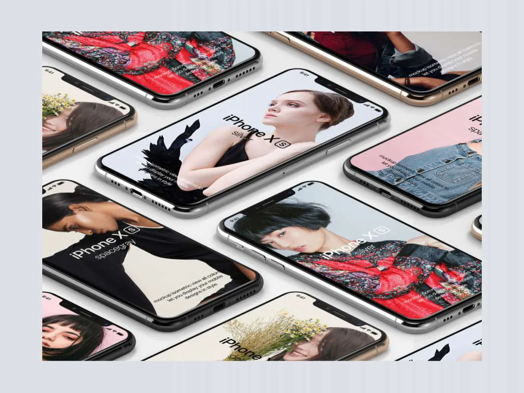 iPhone XS Isometric Free Mockup for Figma and Adobe XD