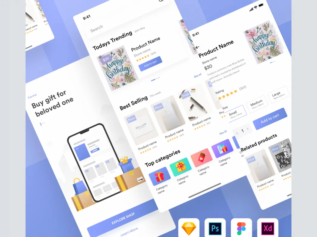 Kamartaj Gift Shop UI Kit for Figma and Adobe XD