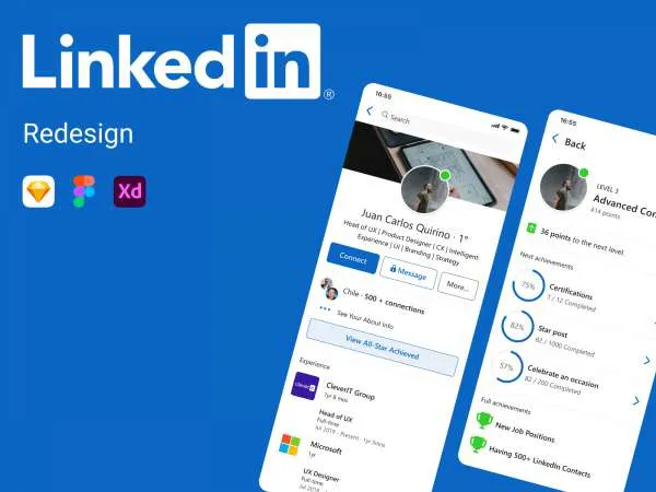 Linkedin Profile for Figma and Adobe XD