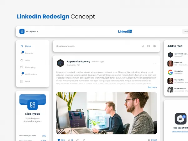 LinkedIn Redesign Concept for Figma and Adobe XD