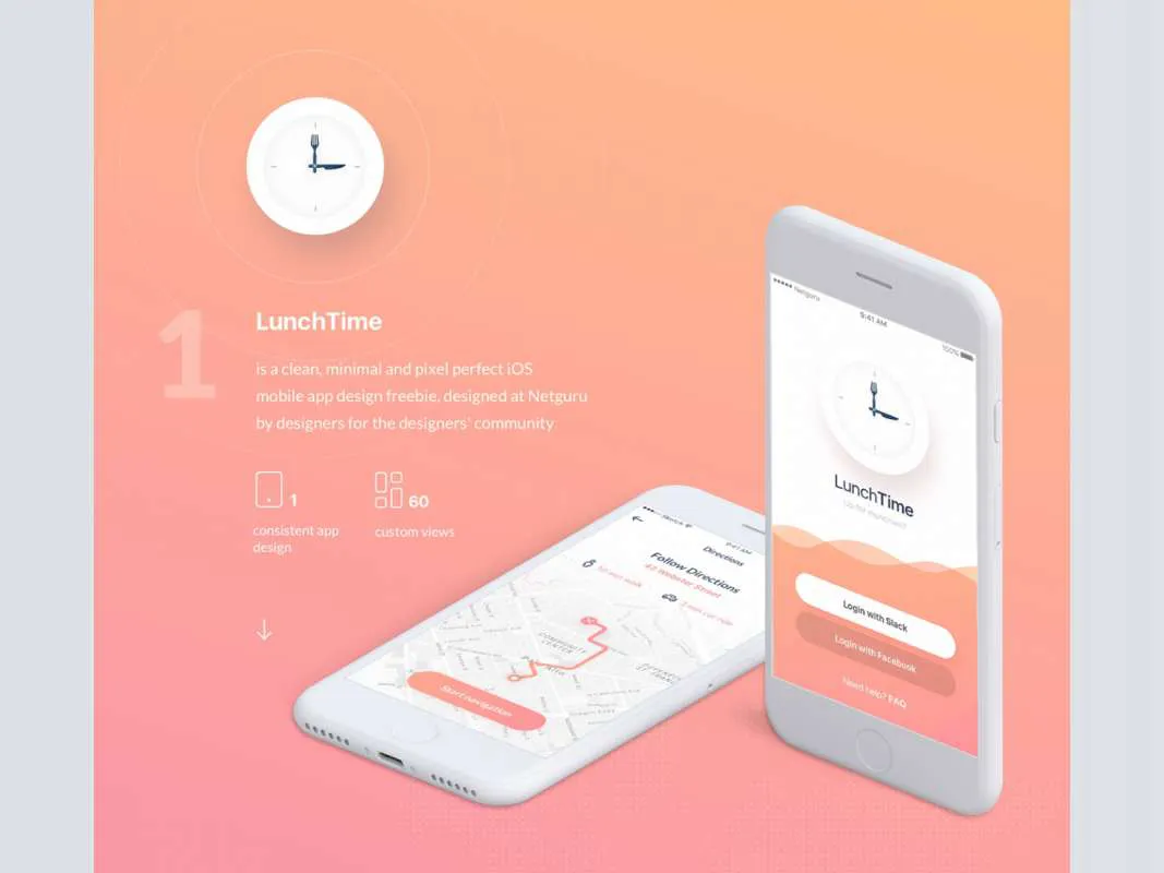 LunchTime - Mobile App Design for Figma and Adobe XD