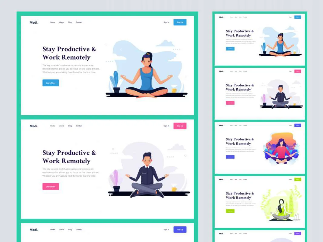 Medi - Meditation Web Headers for Figma for Figma and Adobe XD