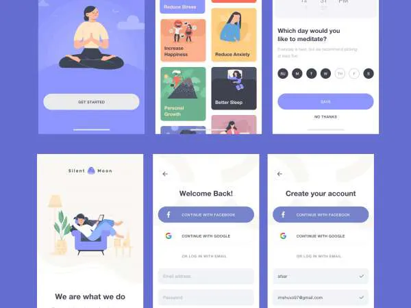 Meditation App UI Kit for Figma and Adobe XD