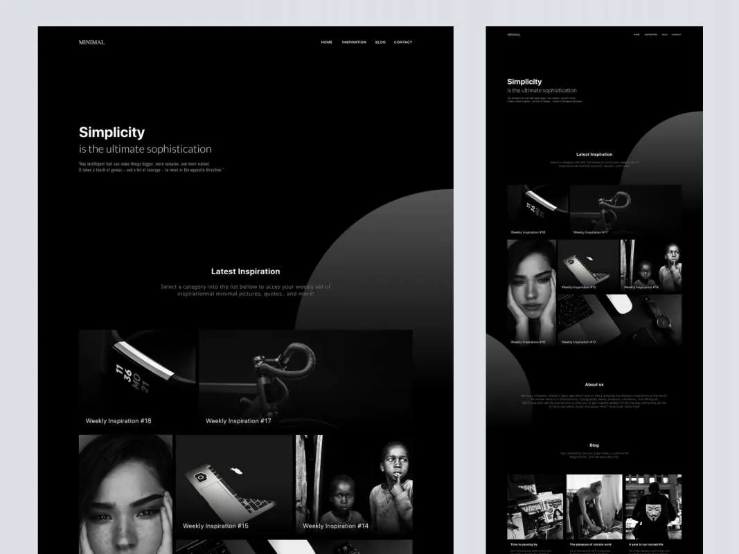 Minimal Black / White Website for Figma and Adobe XD
