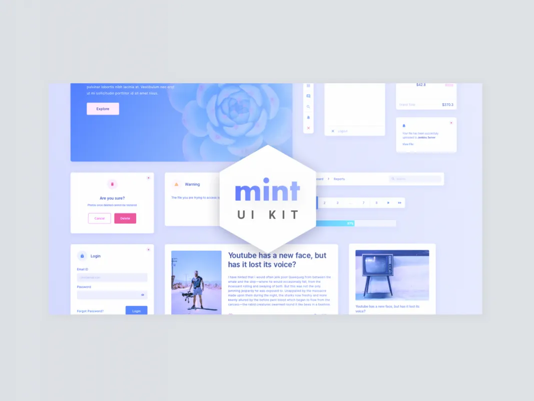 Mint - Free Sketch UI Kit for Figma and Adobe XD