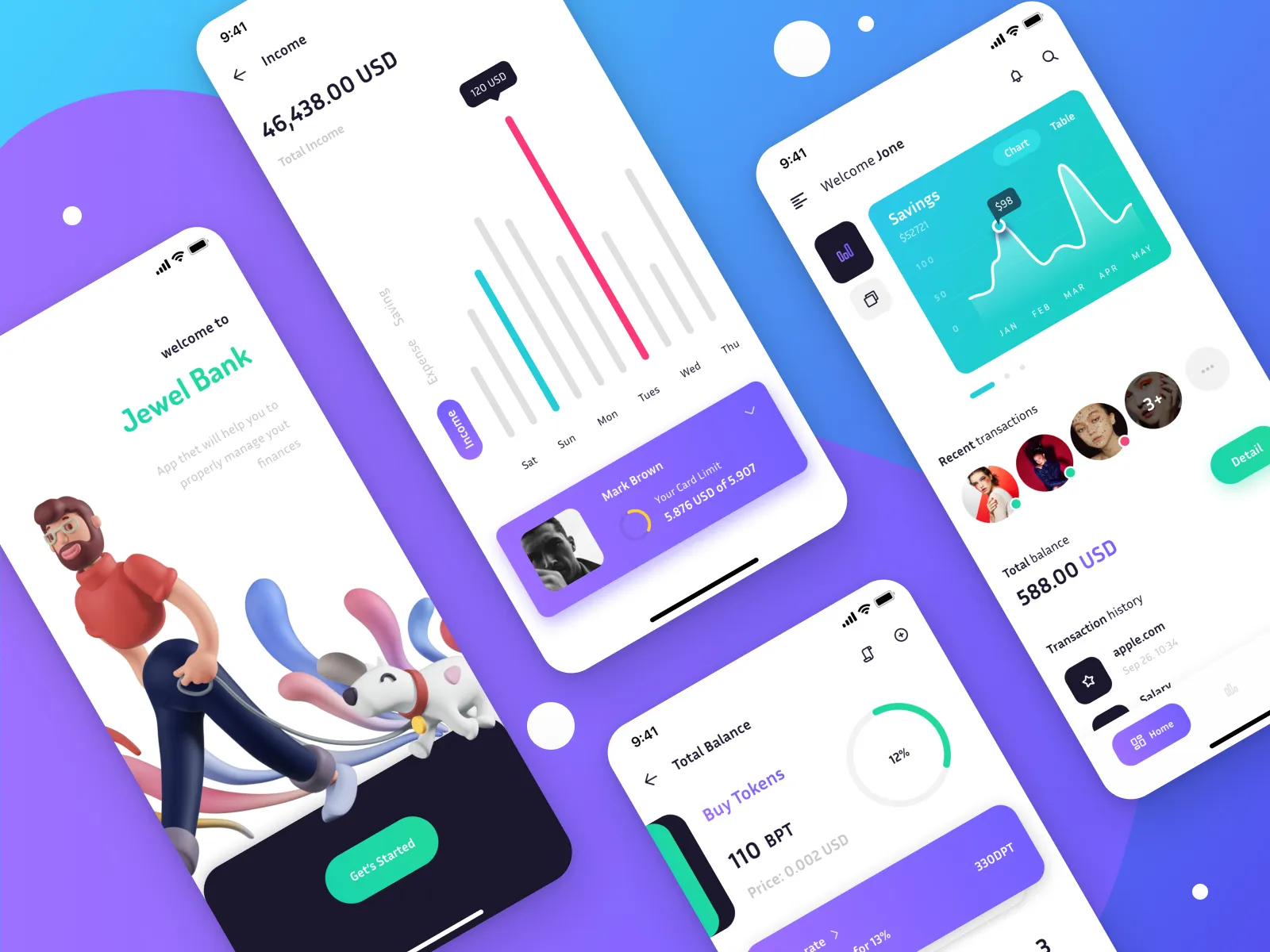 Mobile Banking UI Kit for Figma and Adobe XD No 2