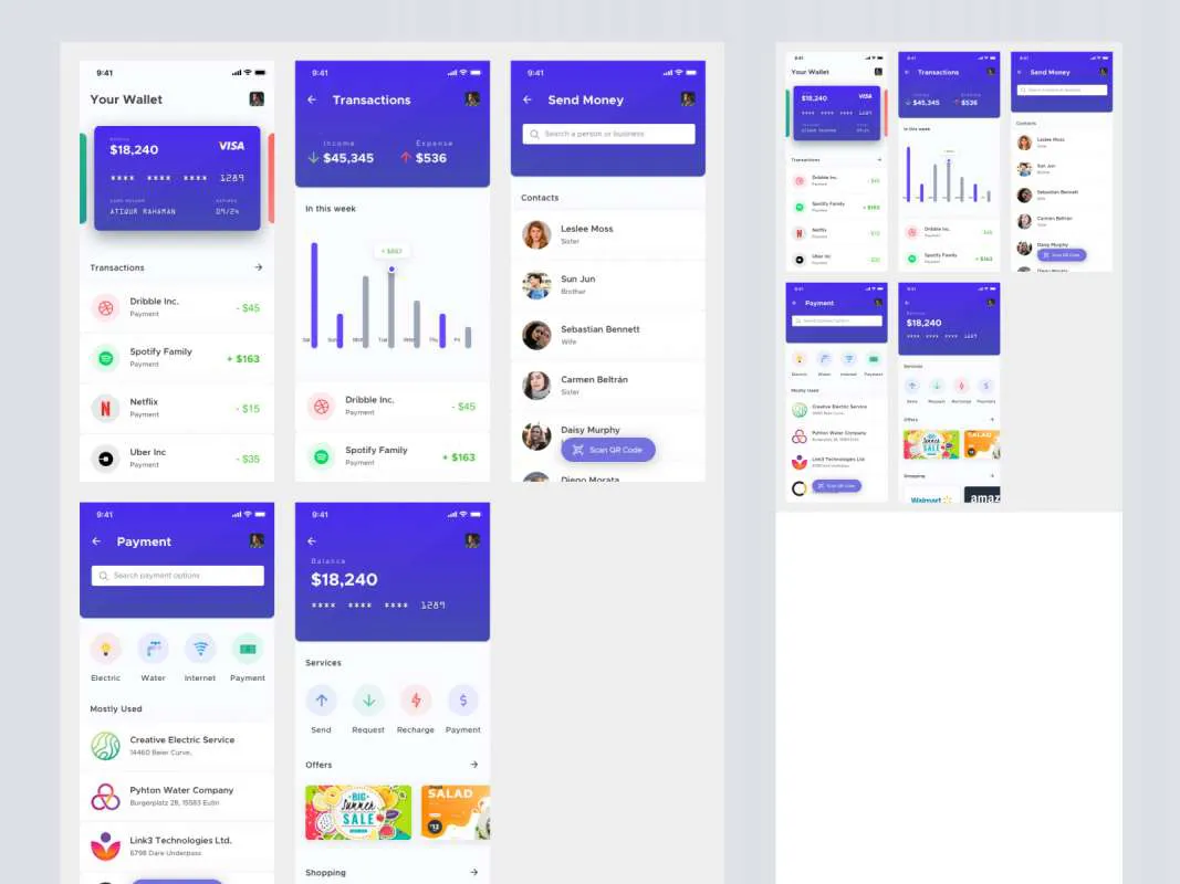 Mobile Wallet App for Sketch for Figma and Adobe XD