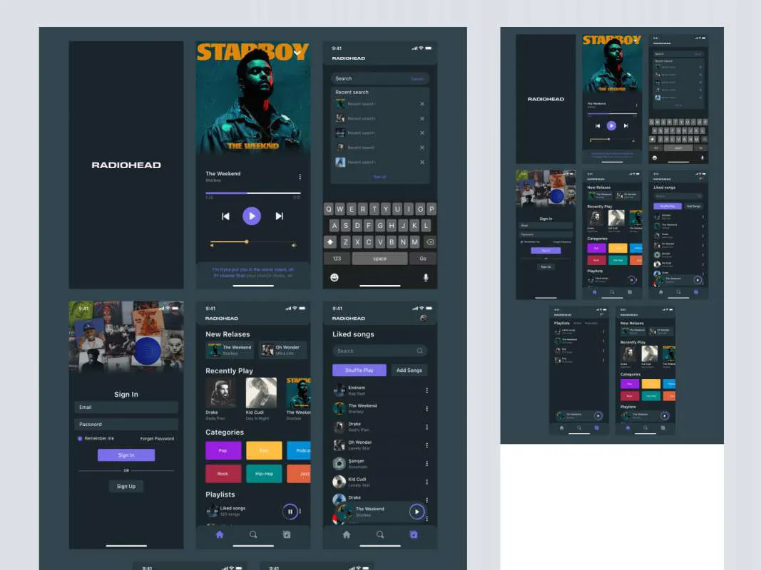 Music App for Sketch for Figma and Adobe XD