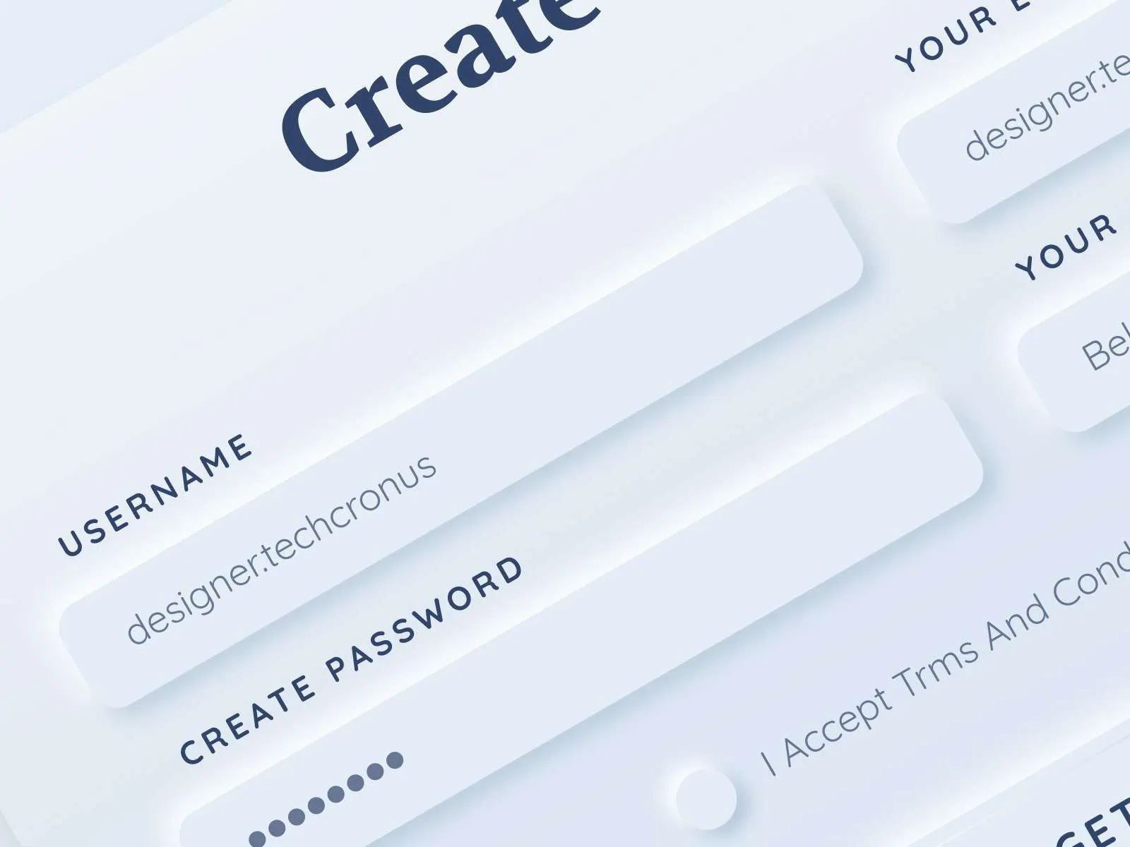 Neomorphism Create an Account for Figma and Adobe XD No 5