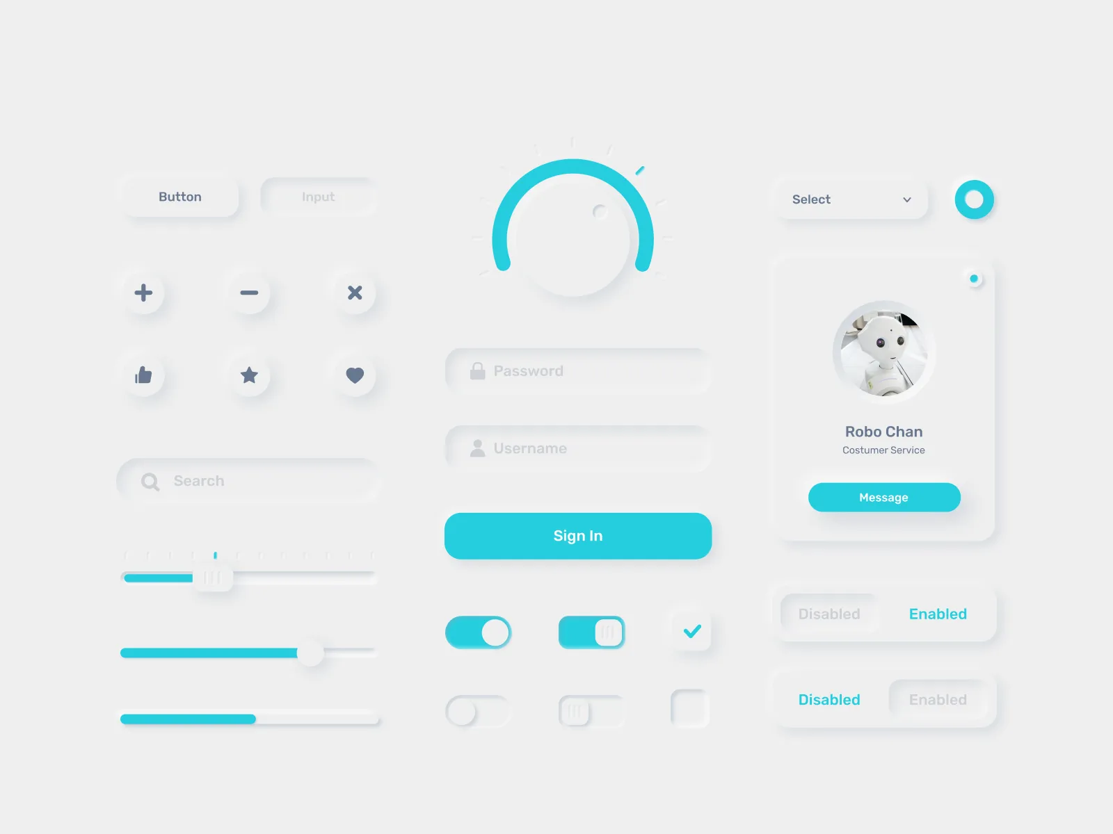 Neumorphism UI Kit for Figma and Adobe XD No 2