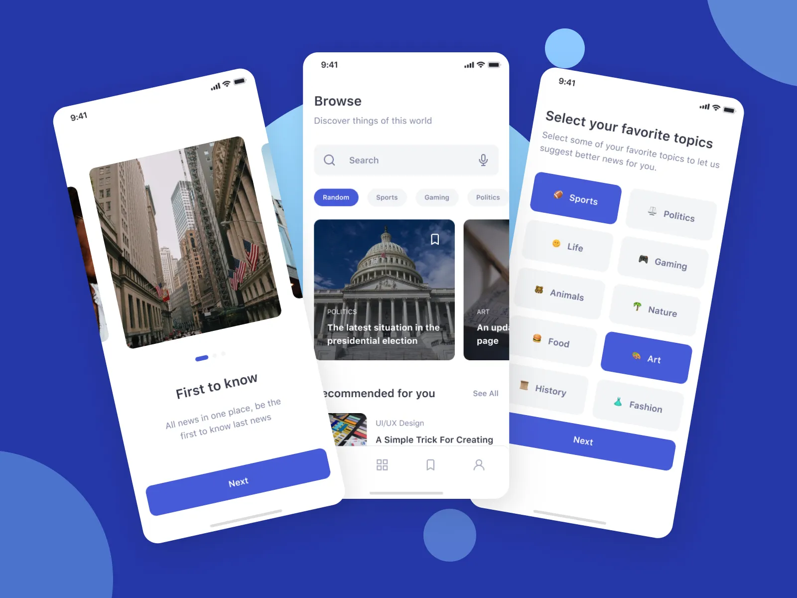 News App UI Kit  - Free template