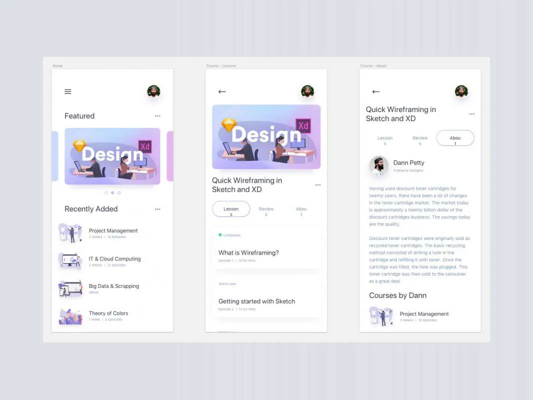 Online Courses UI Kit for Figma and Adobe XD