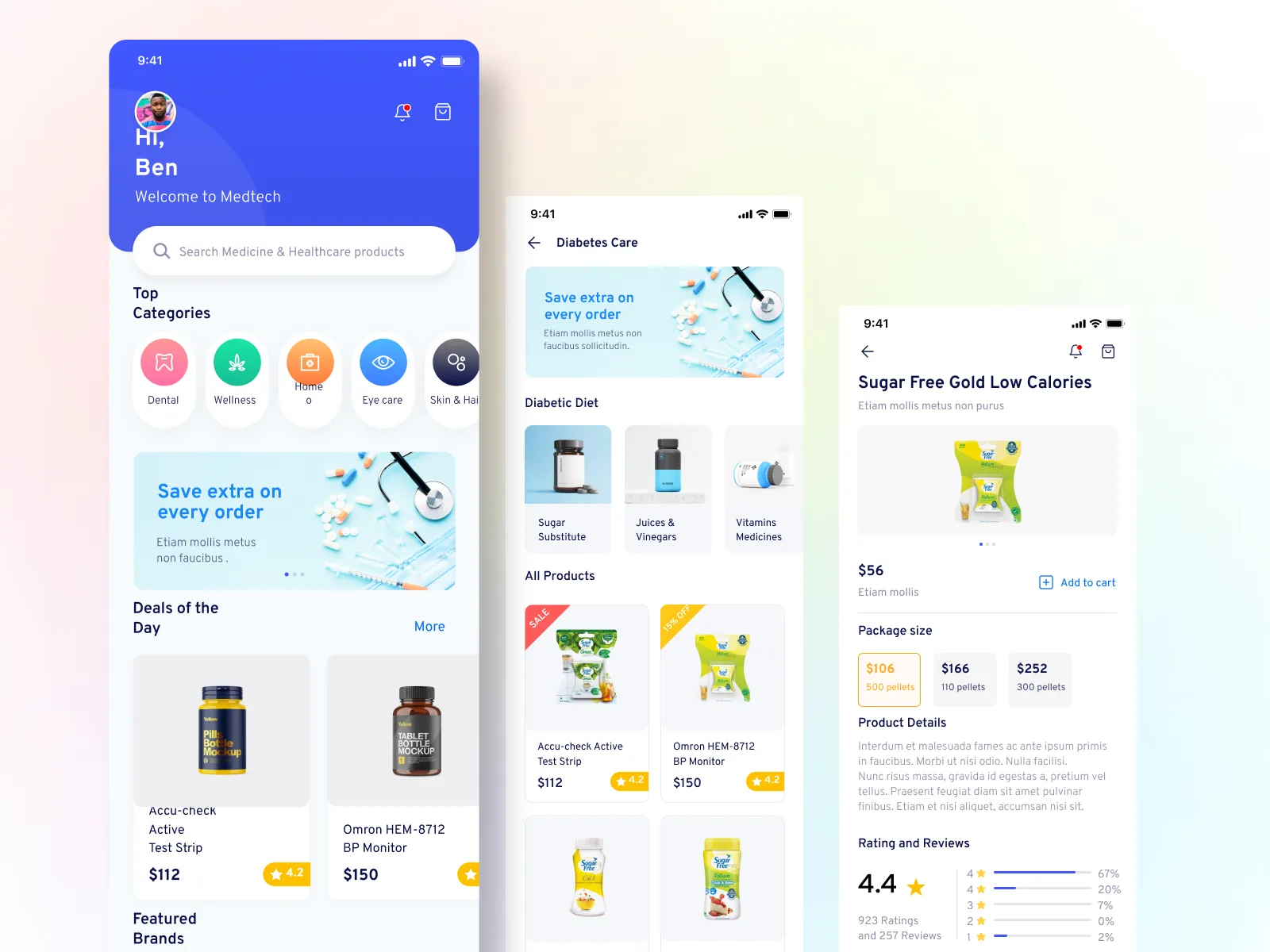 Online Medical Store App UI Kit for Figma and Adobe XD No 2