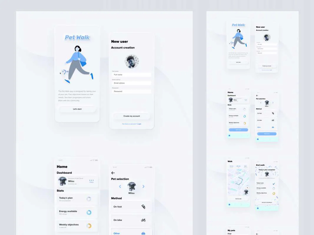 Pet Walk App UI Kit for Figma for Figma and Adobe XD
