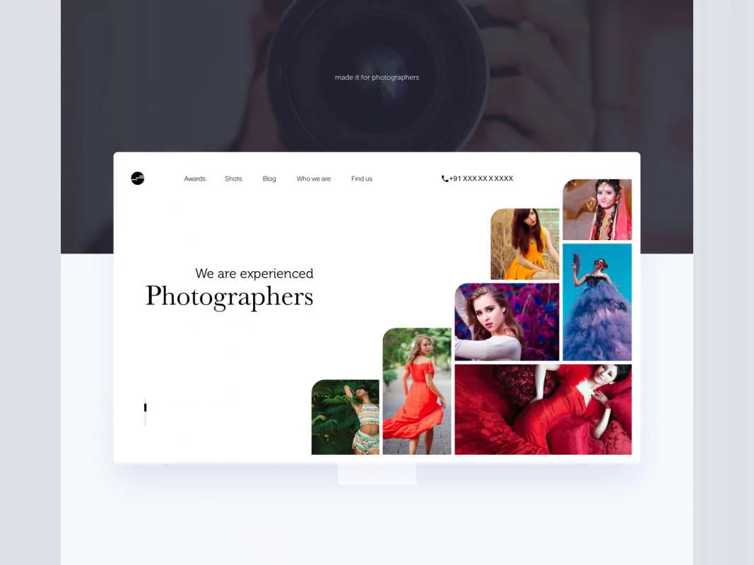 Photographer Portfolio Website for Figma and Adobe XD