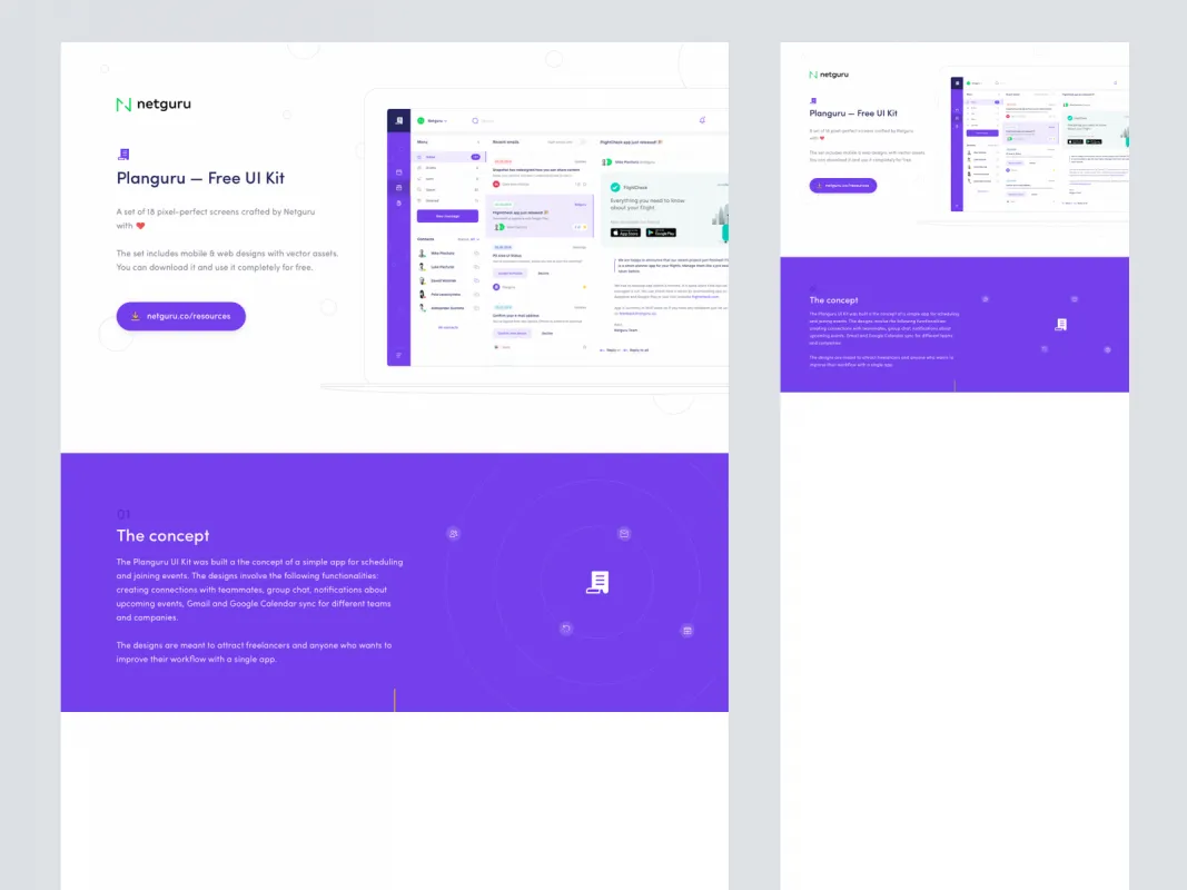 Planguru Free UI Kit for Figma and Adobe XD