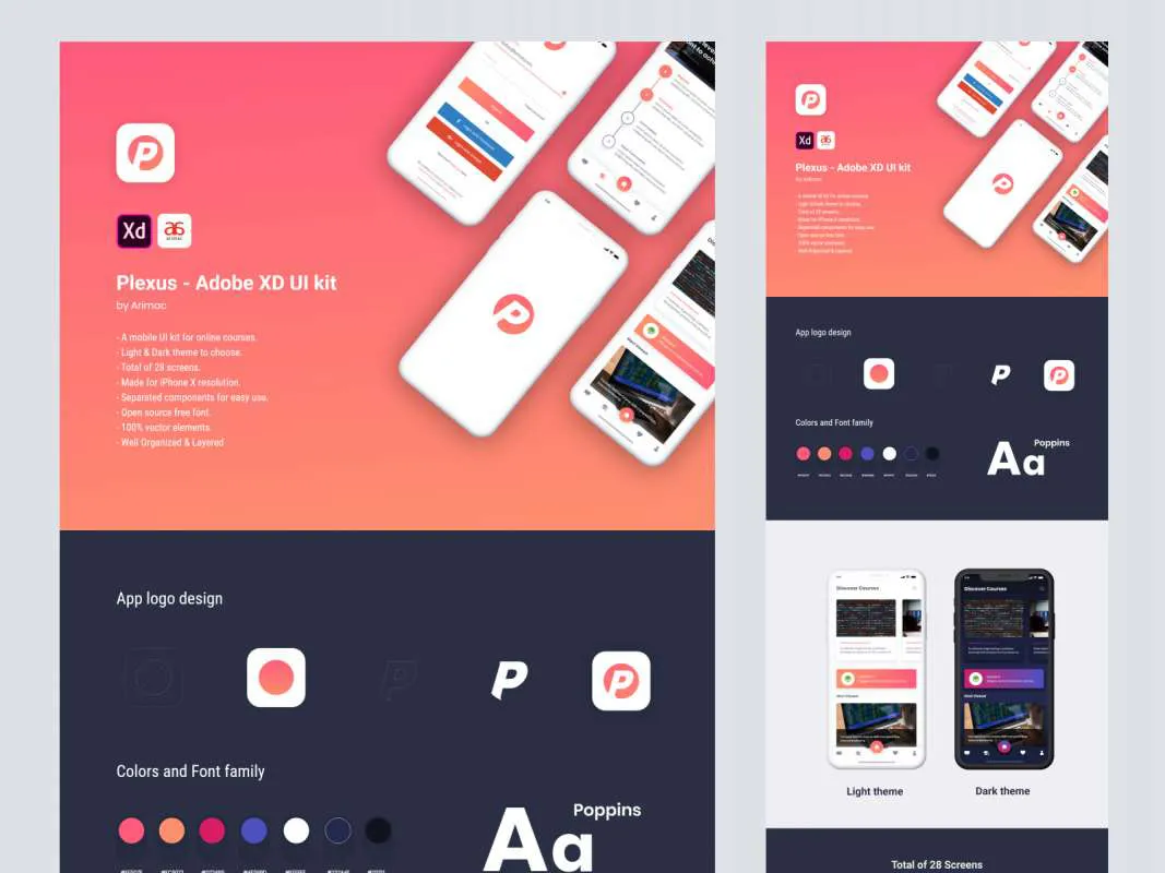 Plexus - Free Adobe XD UI Kit for Figma and Adobe XD
