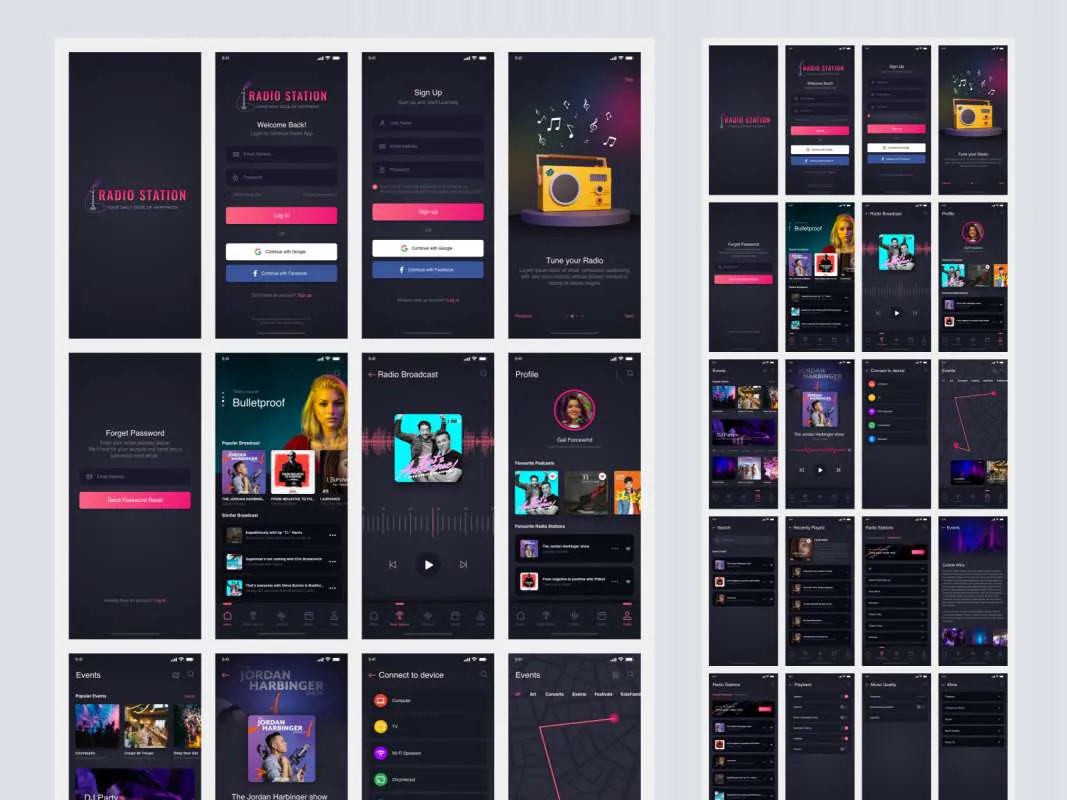Podcast App Free UI Kit for Adobe XD for Figma and Adobe XD