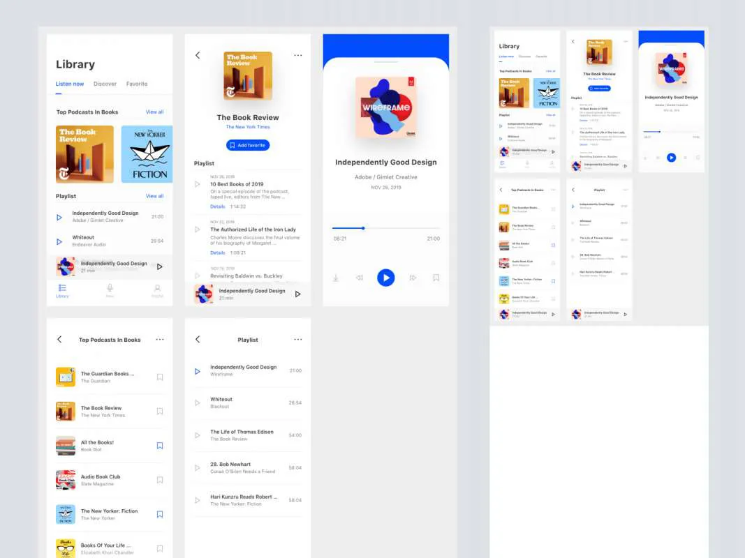 Podcast App UI Kit for Adobe XD for Figma and Adobe XD