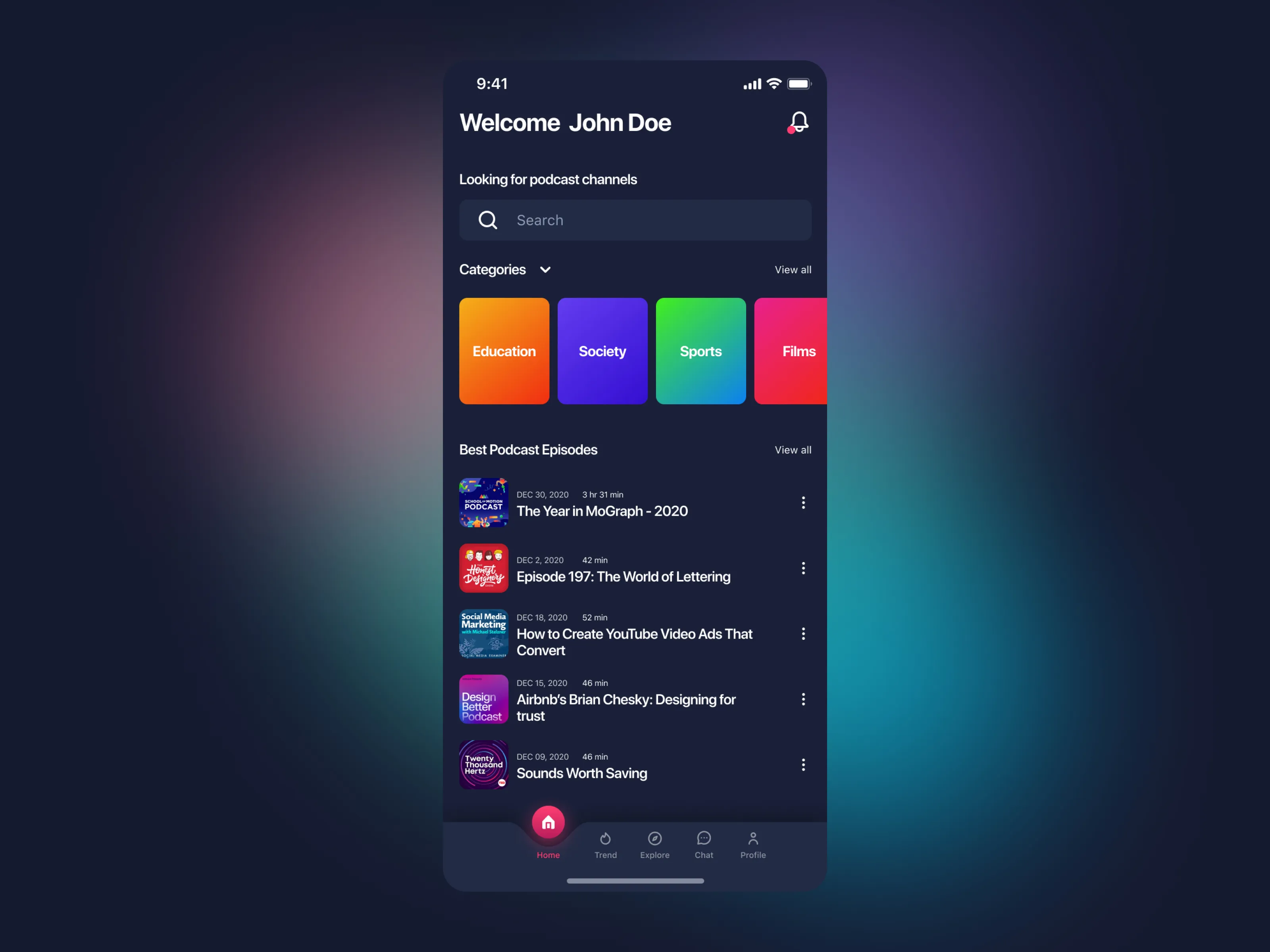 Podcast Mobile App for Figma and Adobe XD No 4