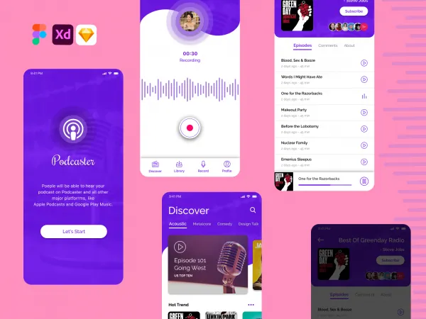 Podcast Redesign for Figma and Adobe XD