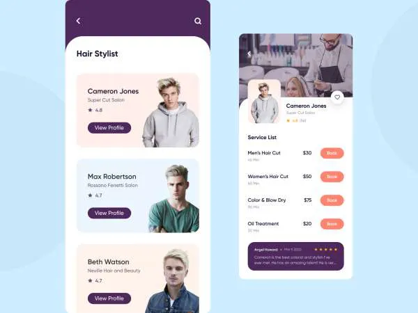 Salon Booking App for Figma and Adobe XD
