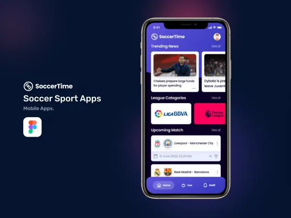 Soccer App for Figma and Adobe XD