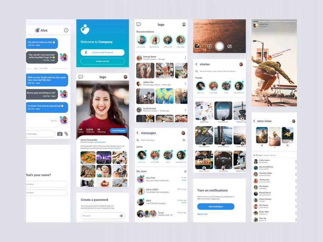 Social Free UI Kit for Adobe XD for Figma and Adobe XD
