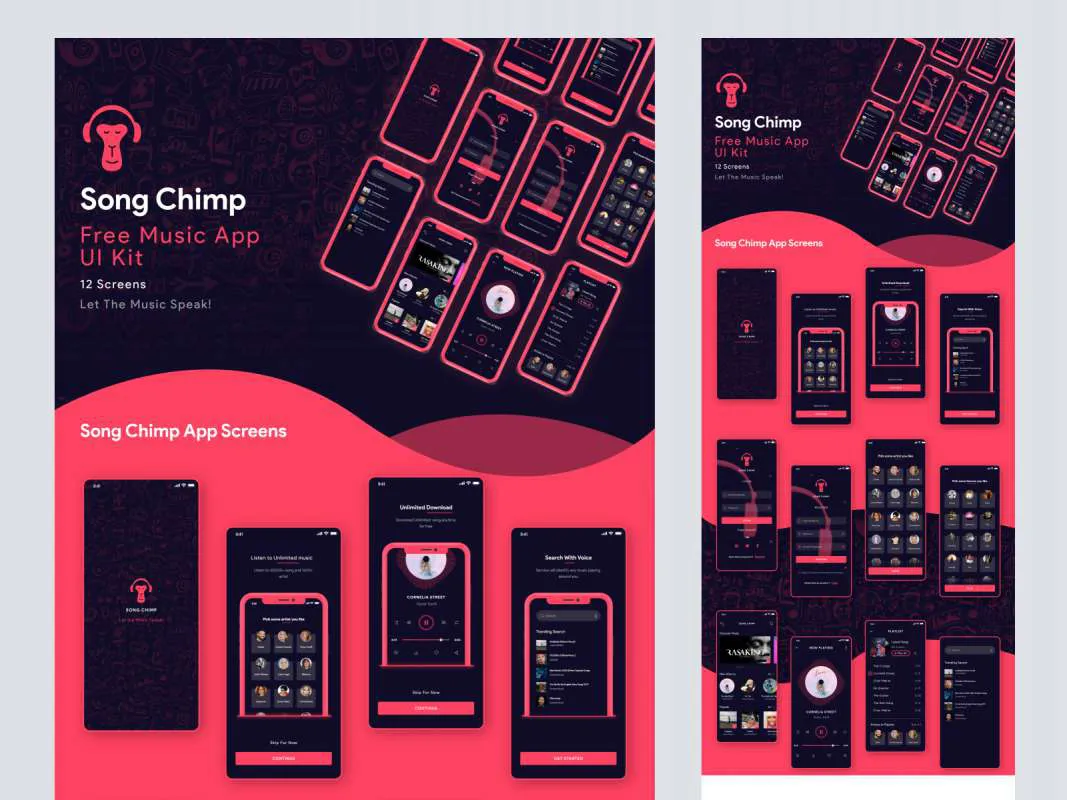Song Chimp - Free Music App for Adobe XD for Figma and Adobe XD