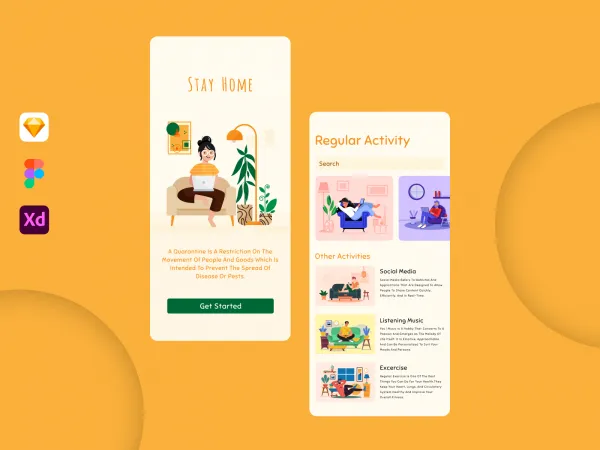 Stay Home App for Figma and Adobe XD