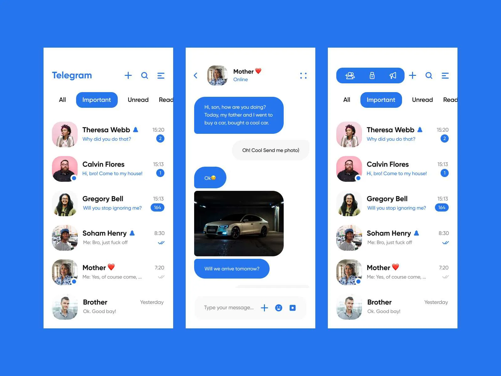 Telegram App UI Kit for Figma and Adobe XD No 2