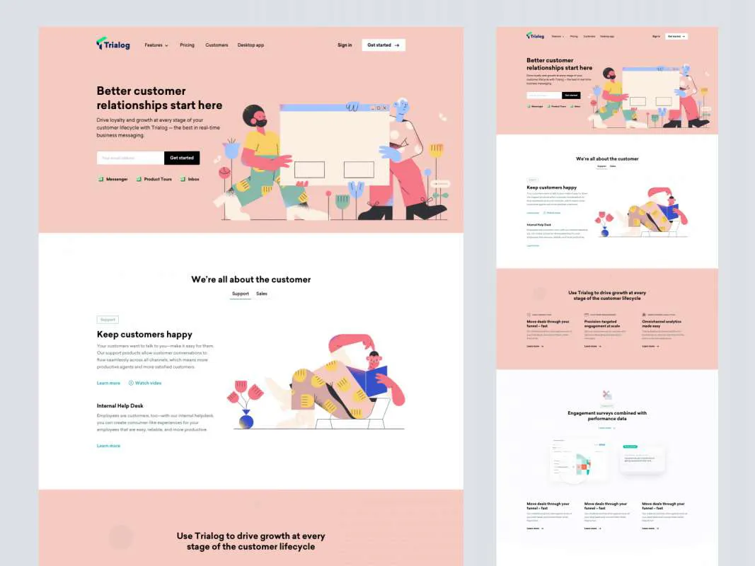 Trialog SaaS Landing Page for Sketch for Figma and Adobe XD