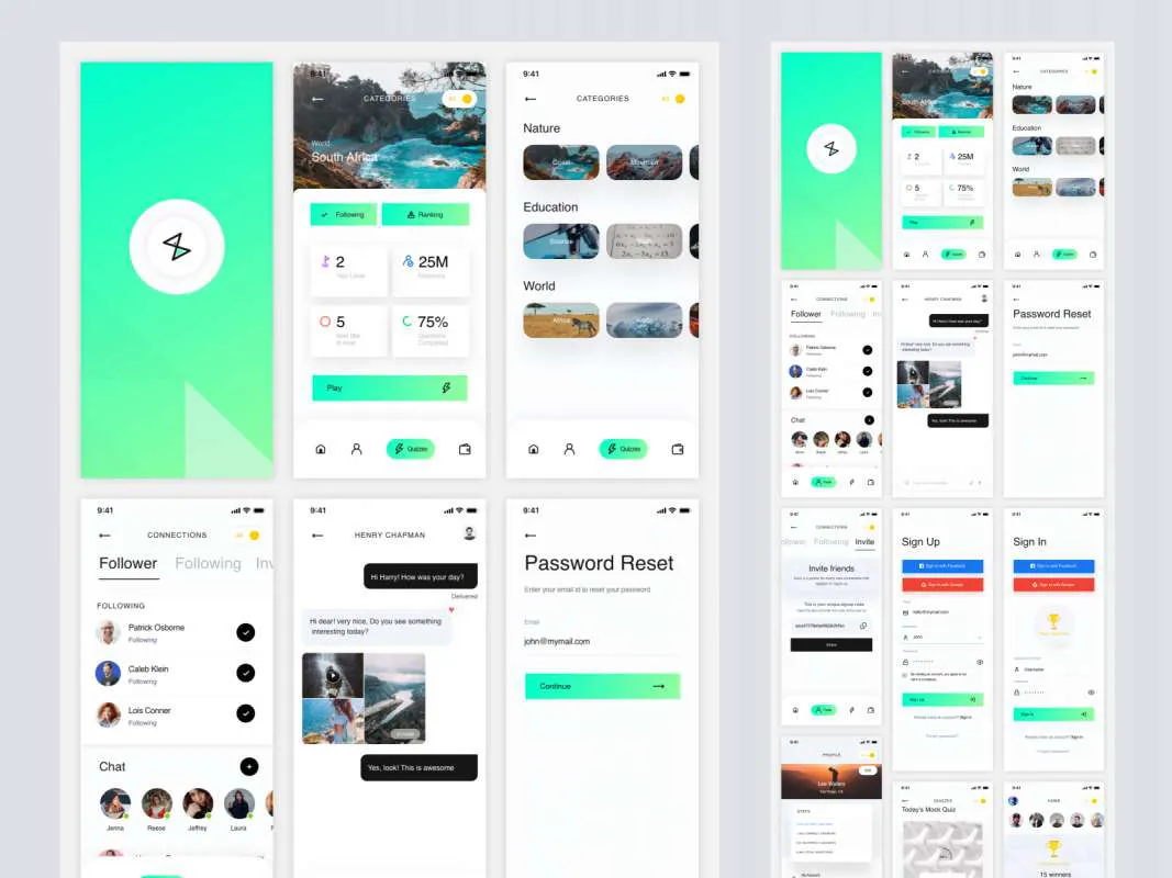 Trivia App Free UI Kit for Adobe XD for Figma and Adobe XD