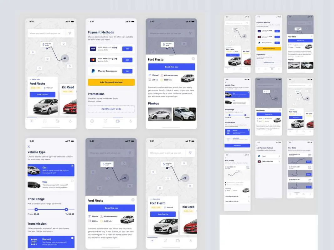 Vehirent UI Kit for Figma and Adobe XD