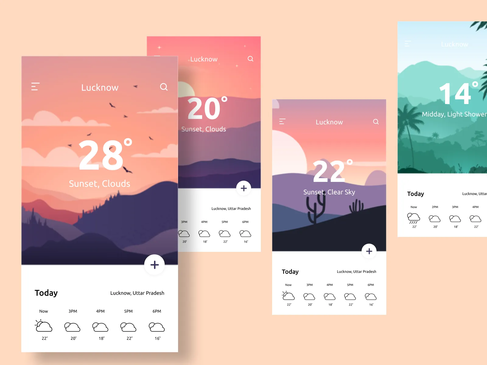 Weather App Cards for Figma and Adobe XD No 4