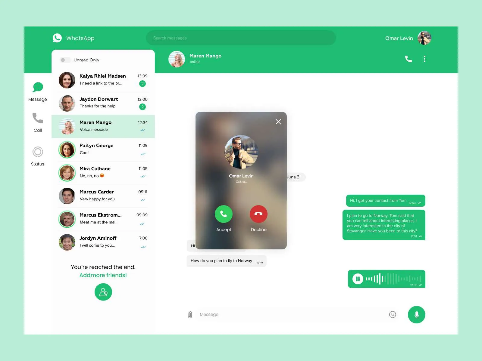 Whatsapp Redesign for Figma and Adobe XD No 4