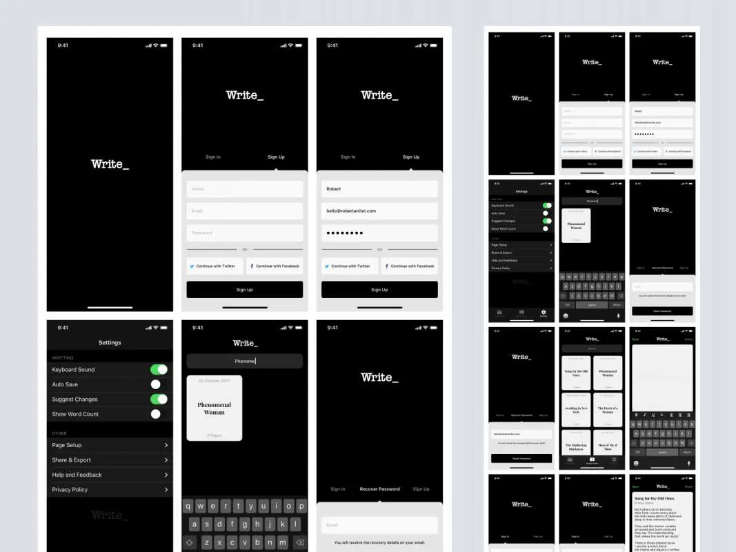 Write - Free UI Kit for Sketch and Adobe XD for Figma and Adobe XD