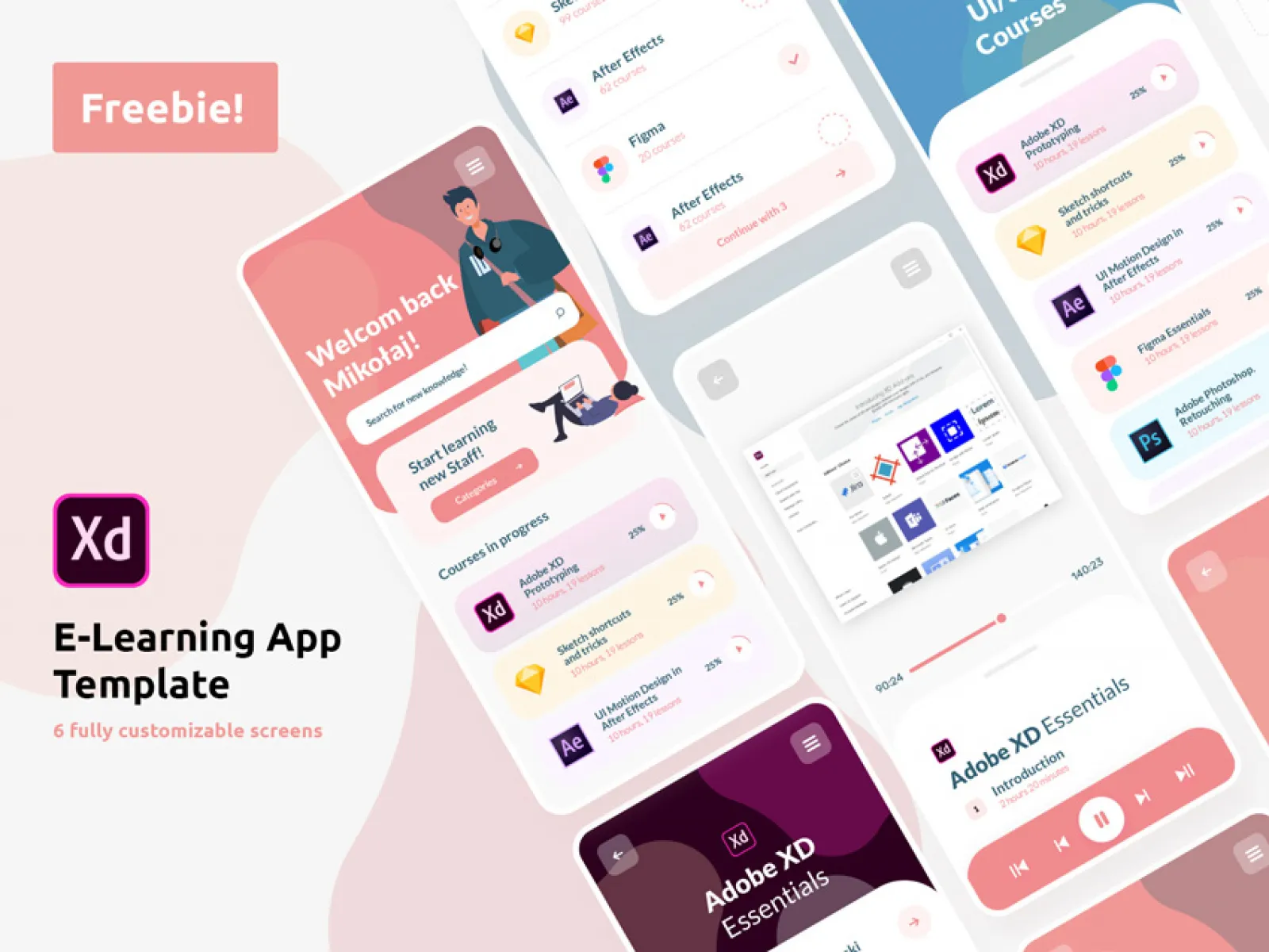 E-Learning App UI Kit for Figma and Adobe XD