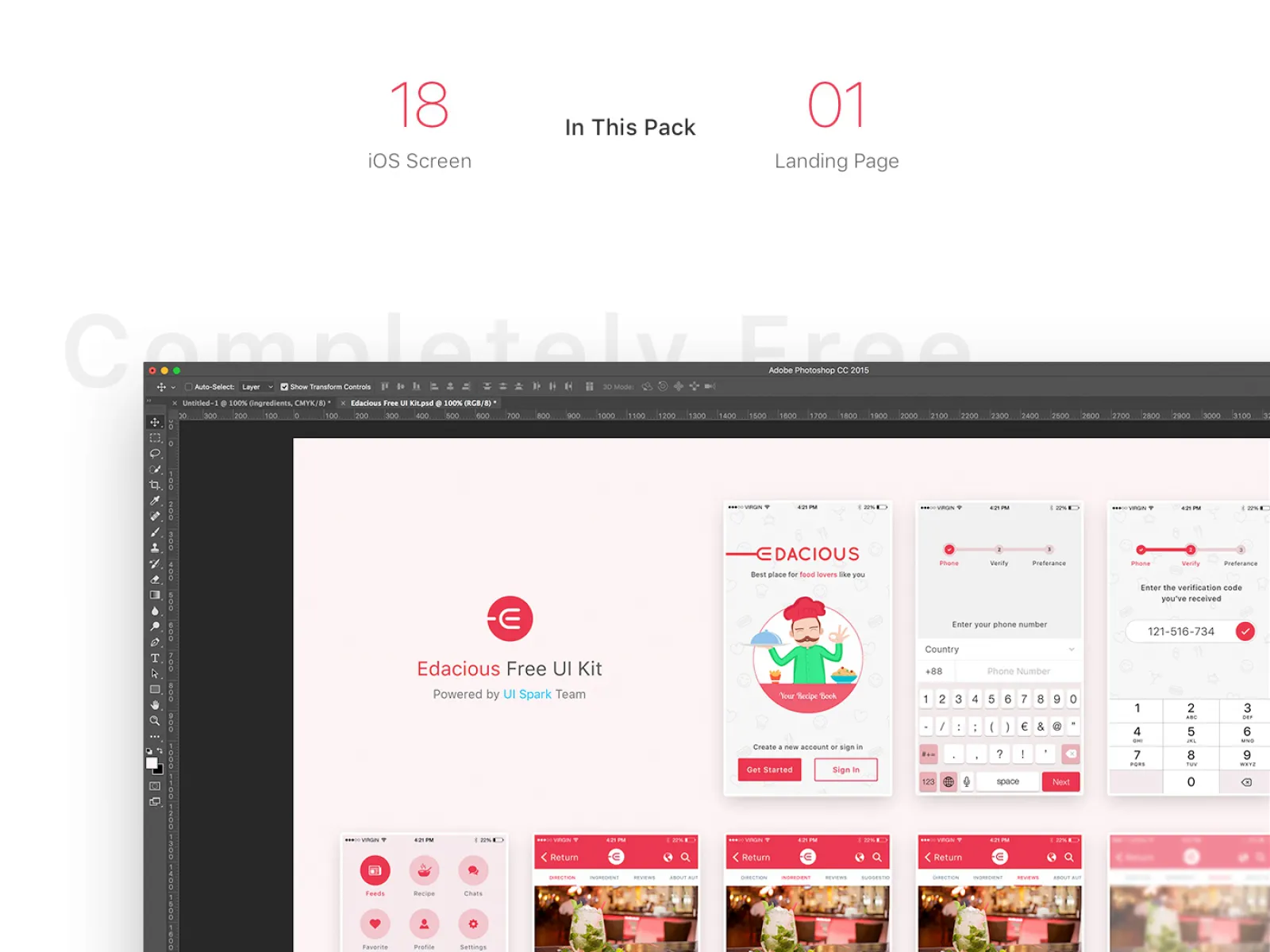 Edacious Free Food UI kit for Figma and Adobe XD