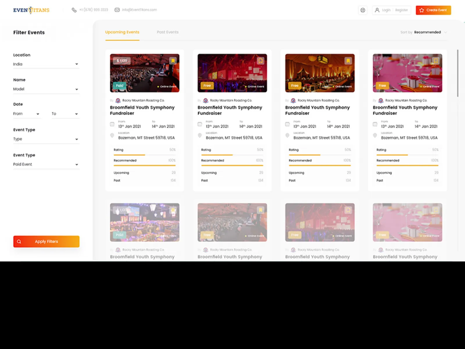 Event Management Portal for Figma and Adobe XD