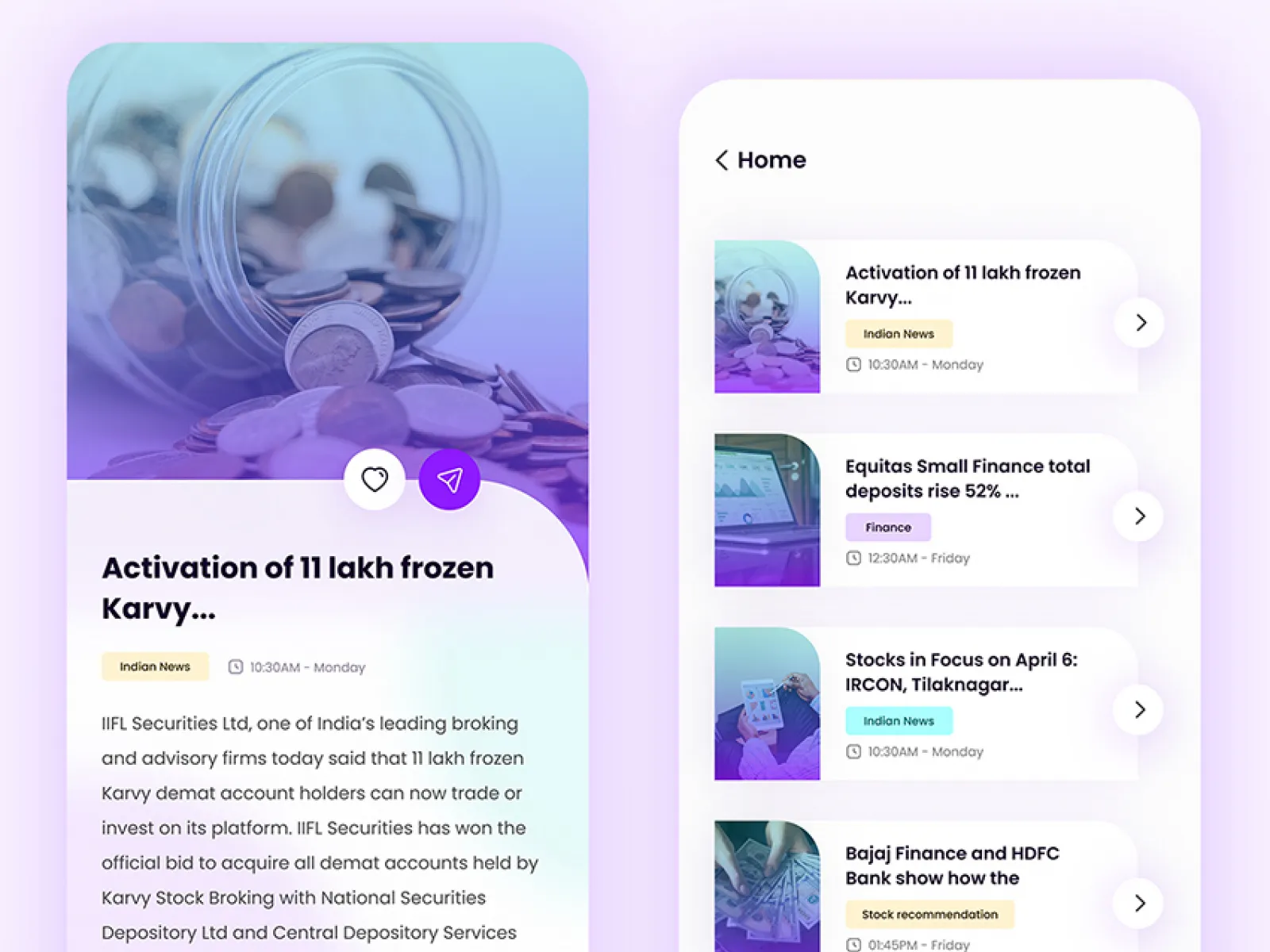 Finance News App for Figma and Adobe XD