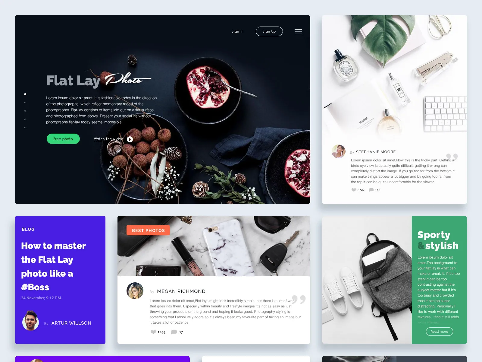 Flat Lay Free UI Kit for Figma and Adobe XD