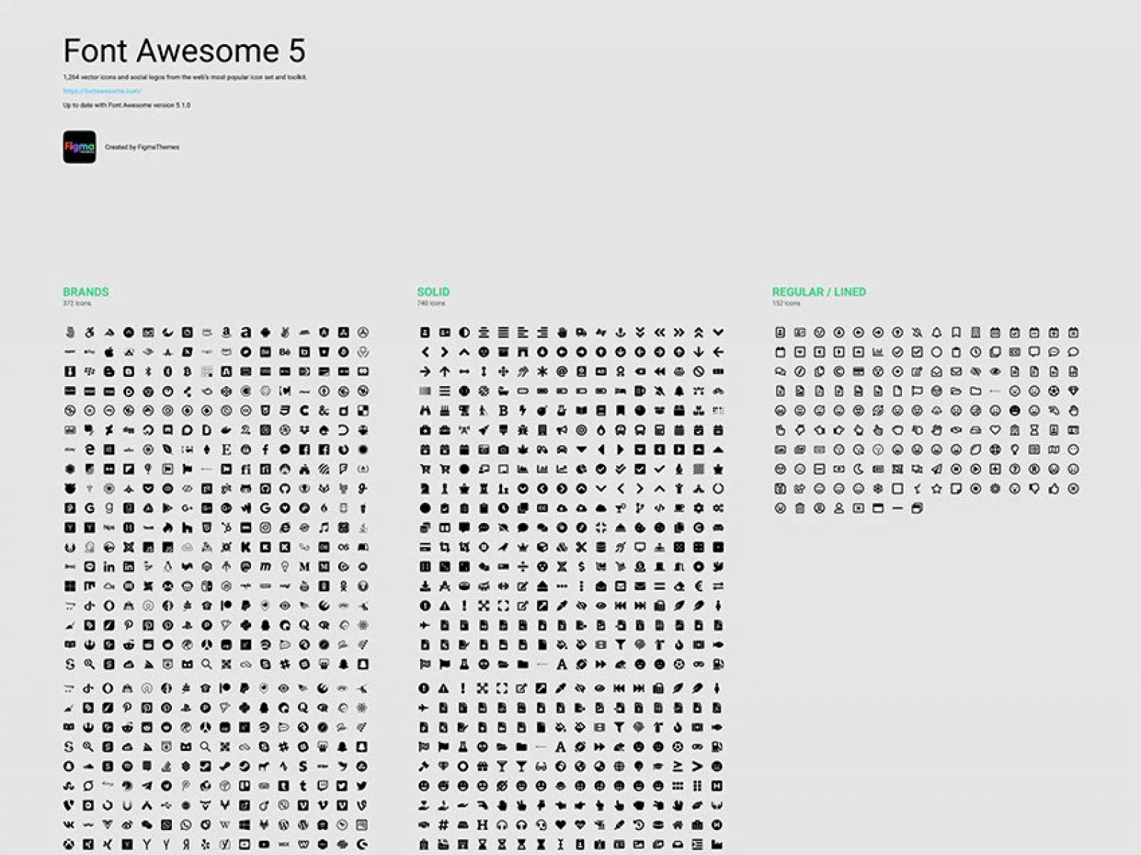 Font Awesome 5 Free Icons for Figma and Adobe XD