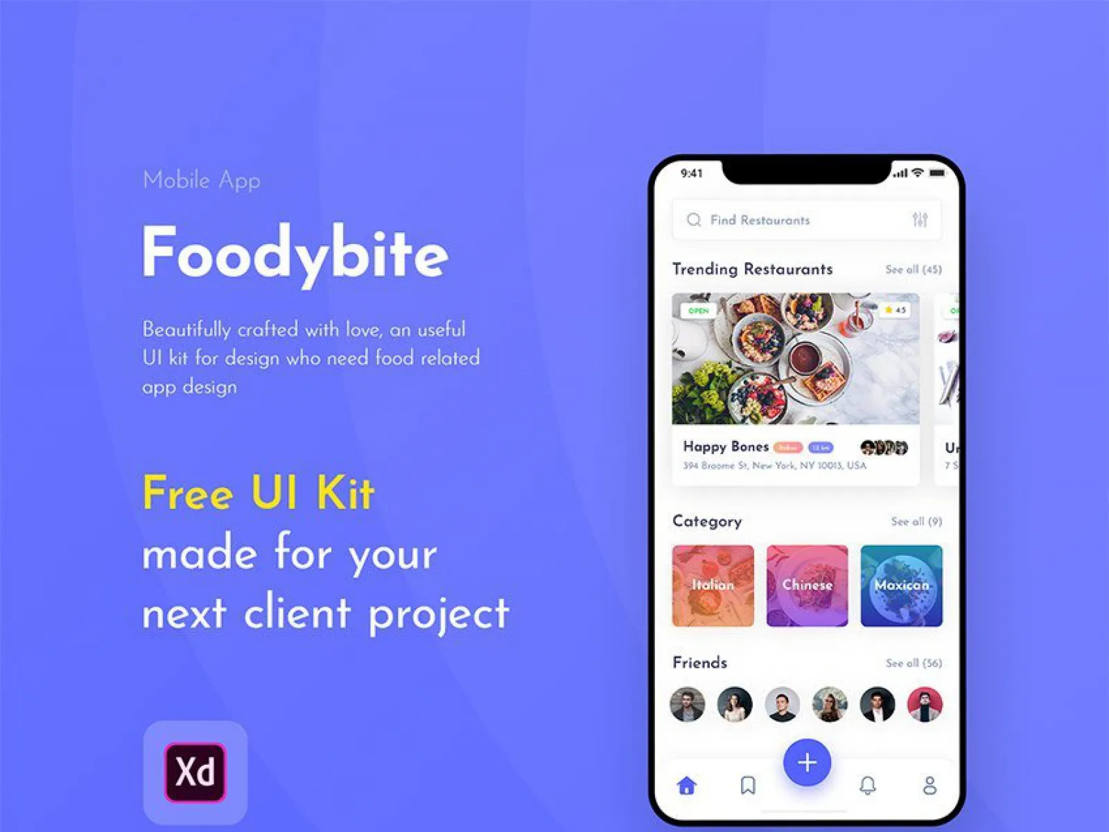 Foodybite App Design for Figma and Adobe XD