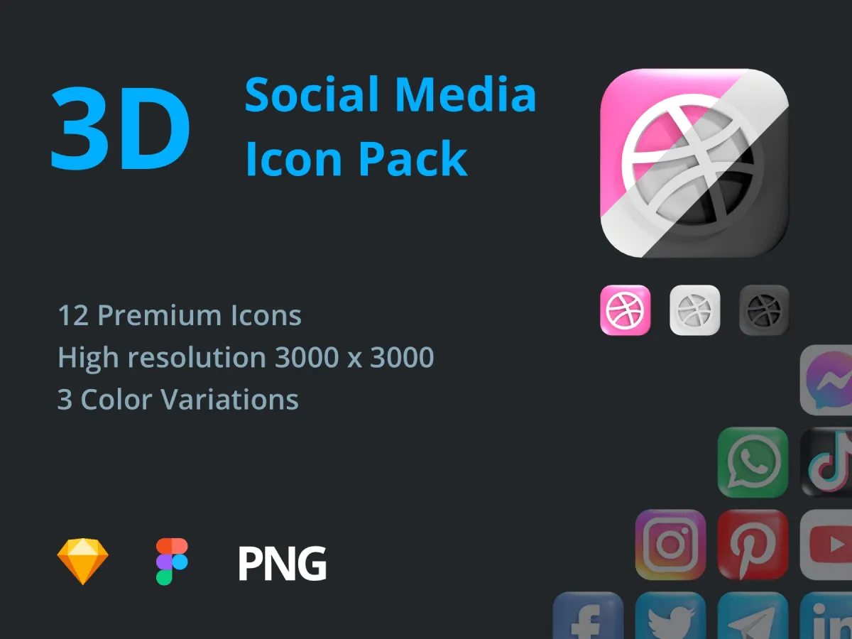 3D Social Media Icon Pack for Figma and Adobe XD