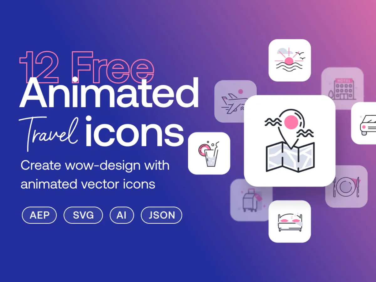 Animated Travel Icons for Figma and Adobe XD