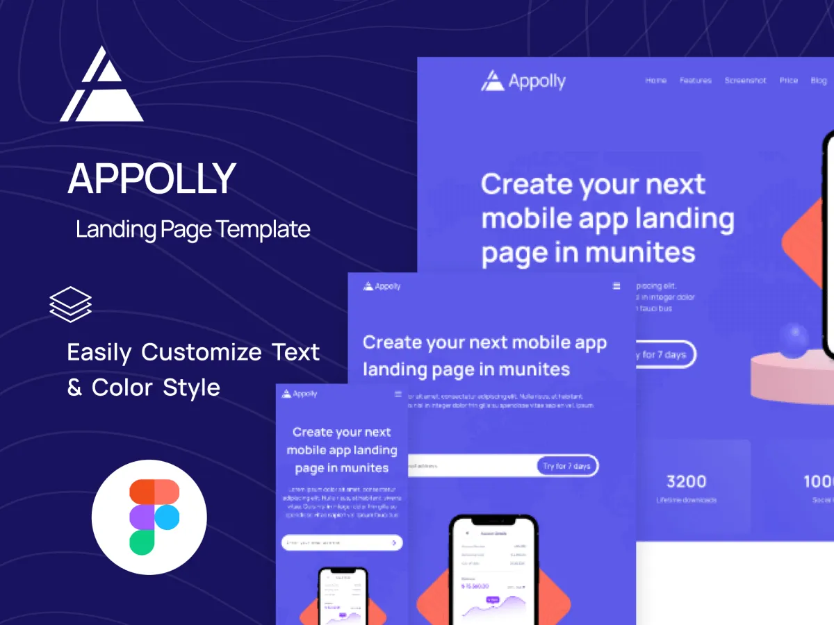 App Landing Page Template for Figma and Adobe XD